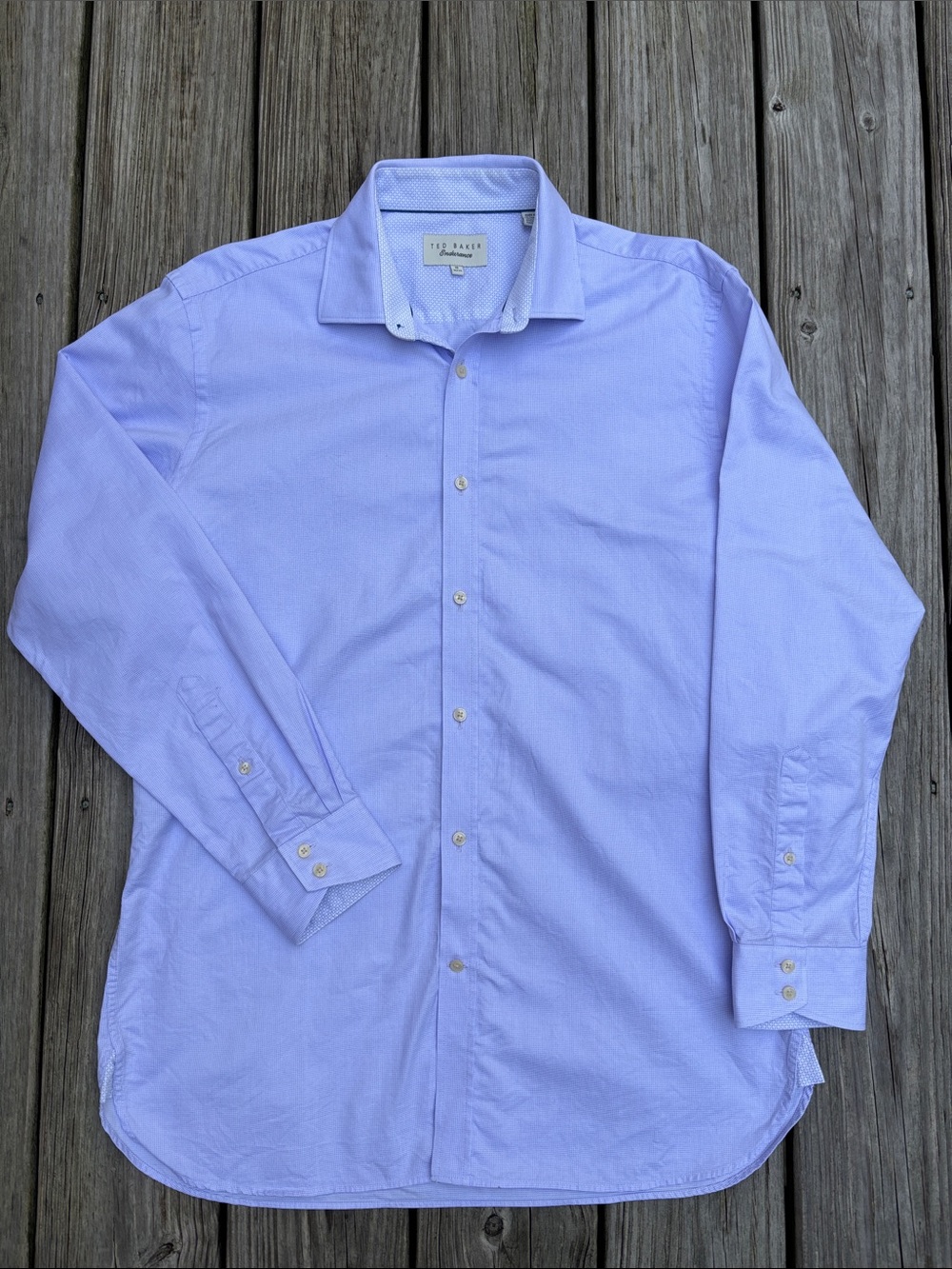 Ted Baker Endurance Lt Blue Dress Shirt Cotton Spread Collar Slim Fit 16 32/33